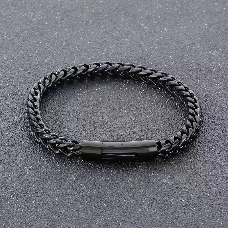 Bracelet chaîne cubaine noir