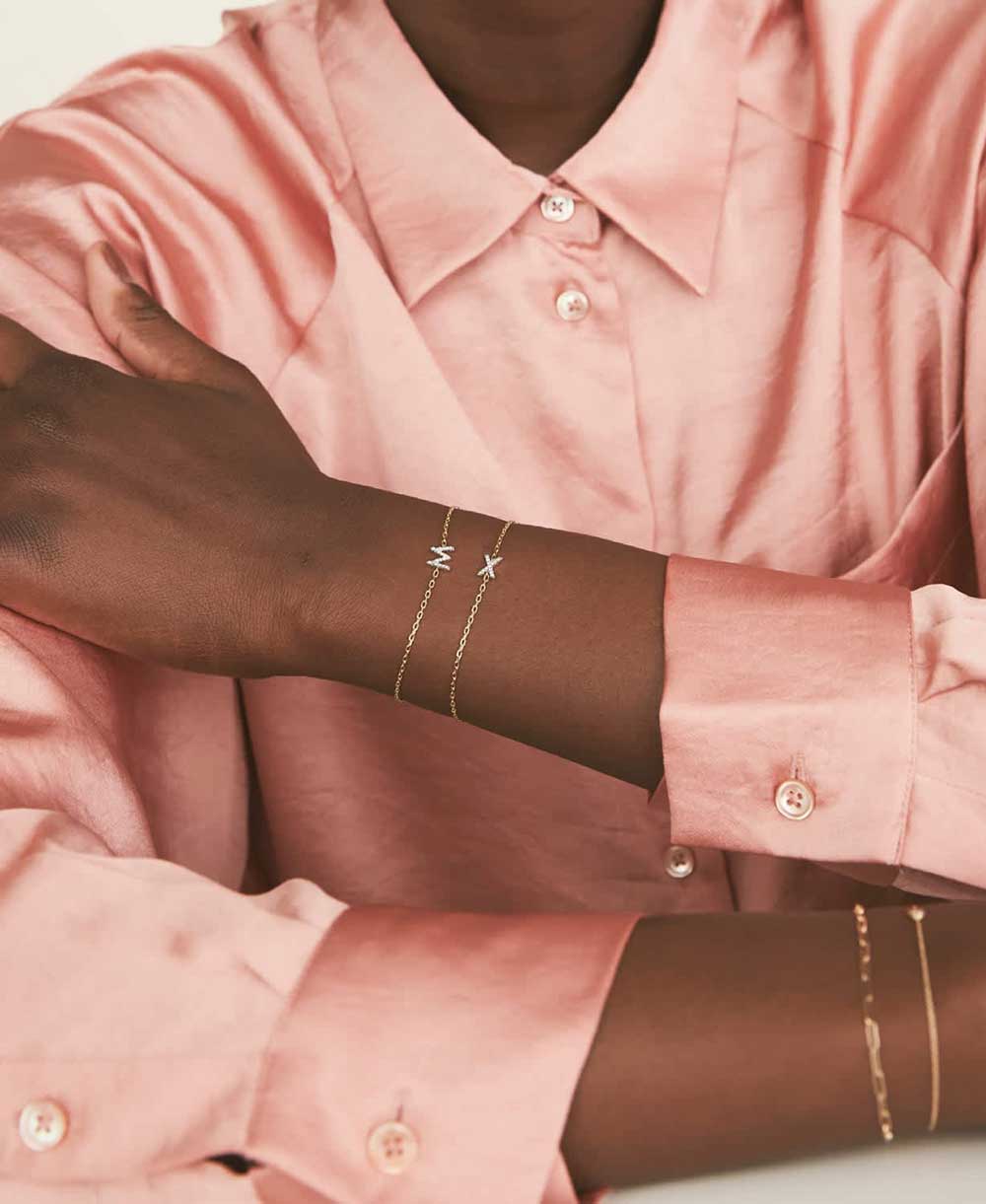 Bracelet lettre en diamants