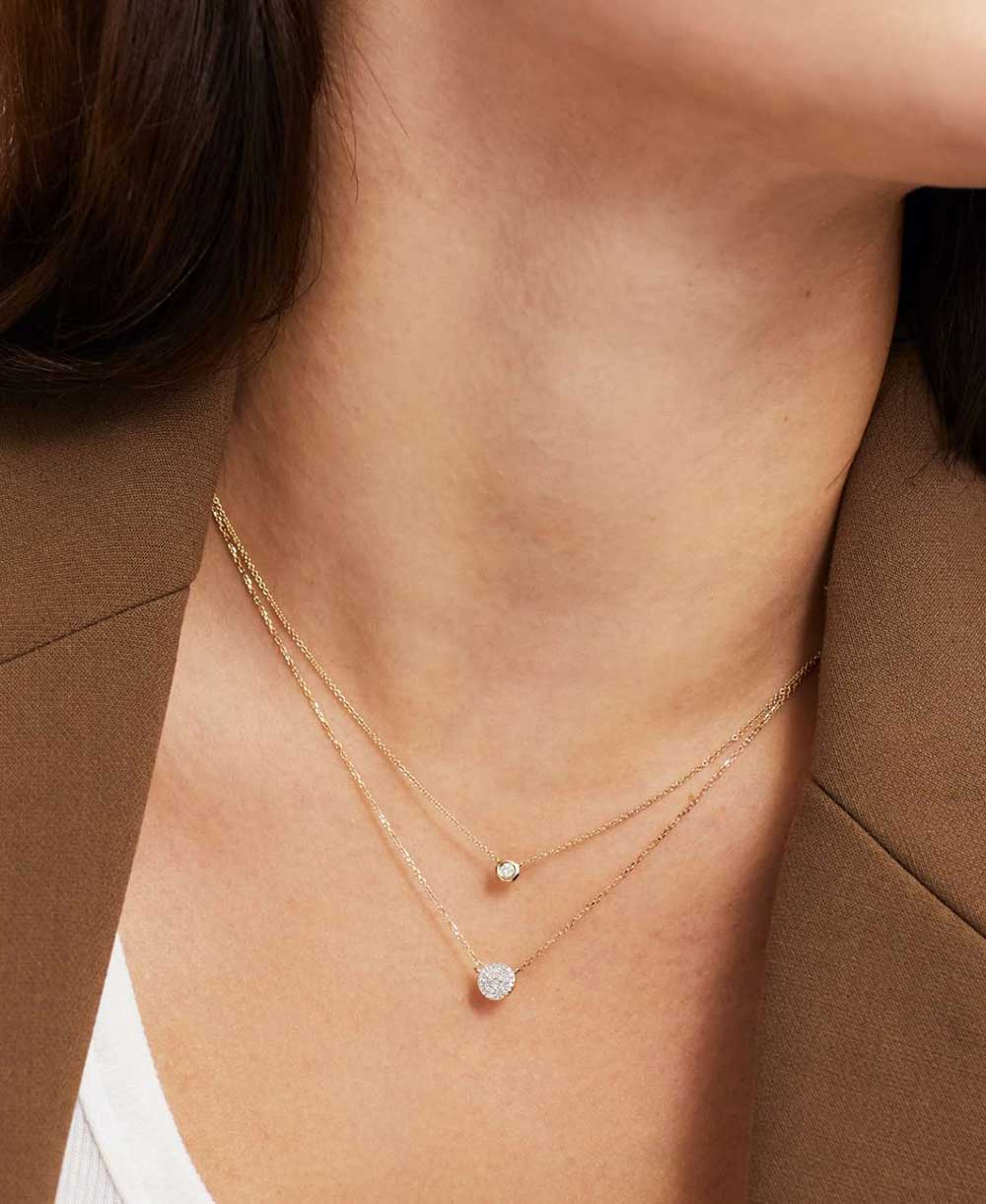 Collier pendentif rond en diamants
