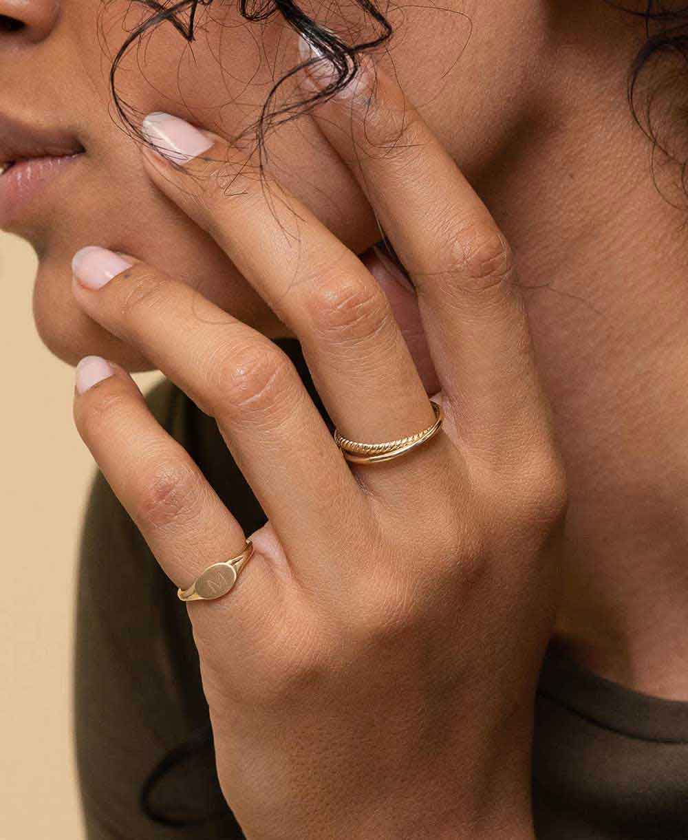 Bague duo entrelacée dorée