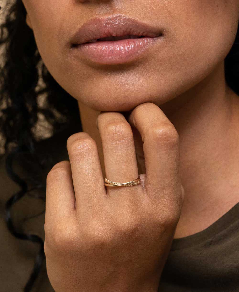 Bague duo entrelacée dorée