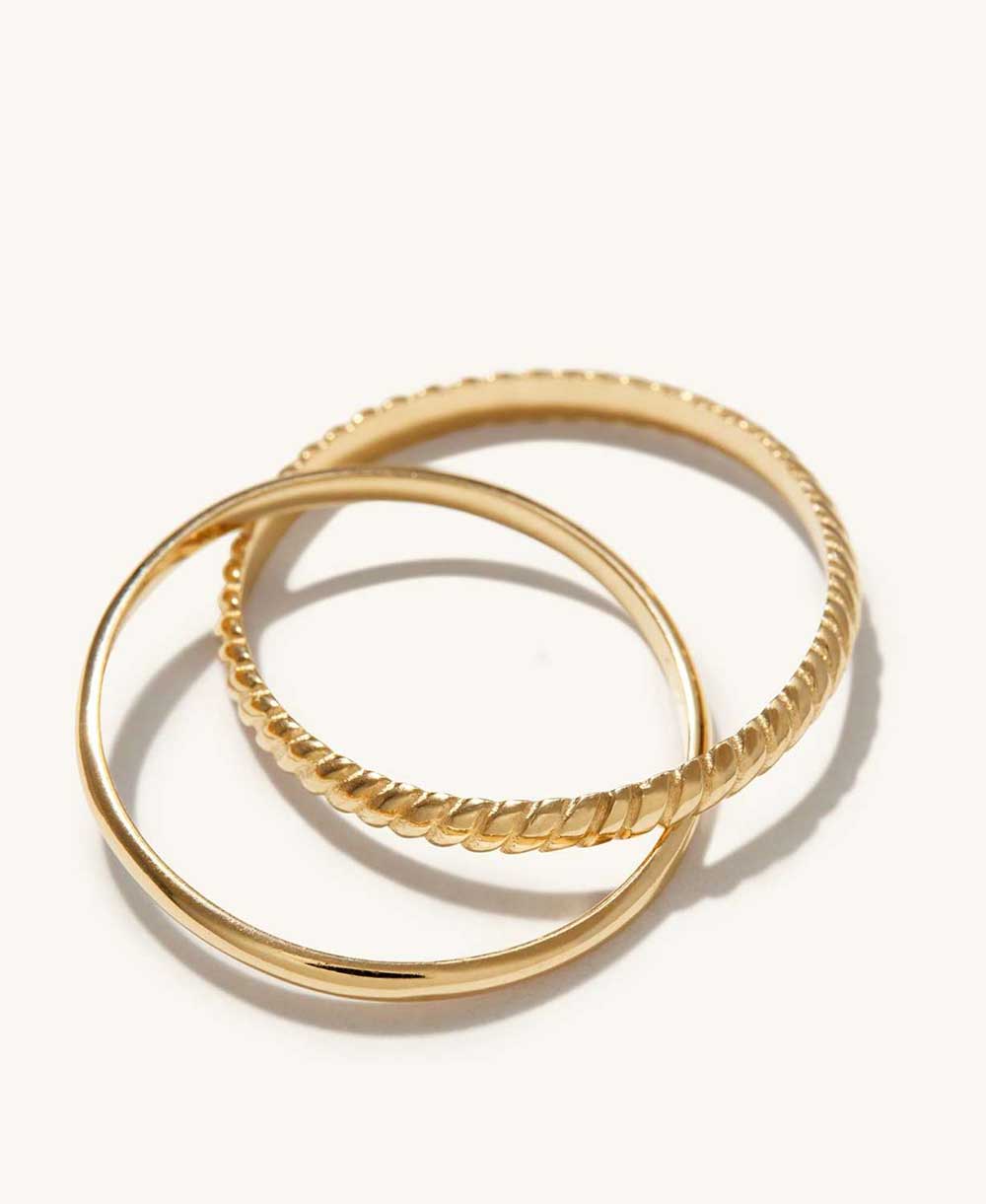 Bague duo entrelacée dorée