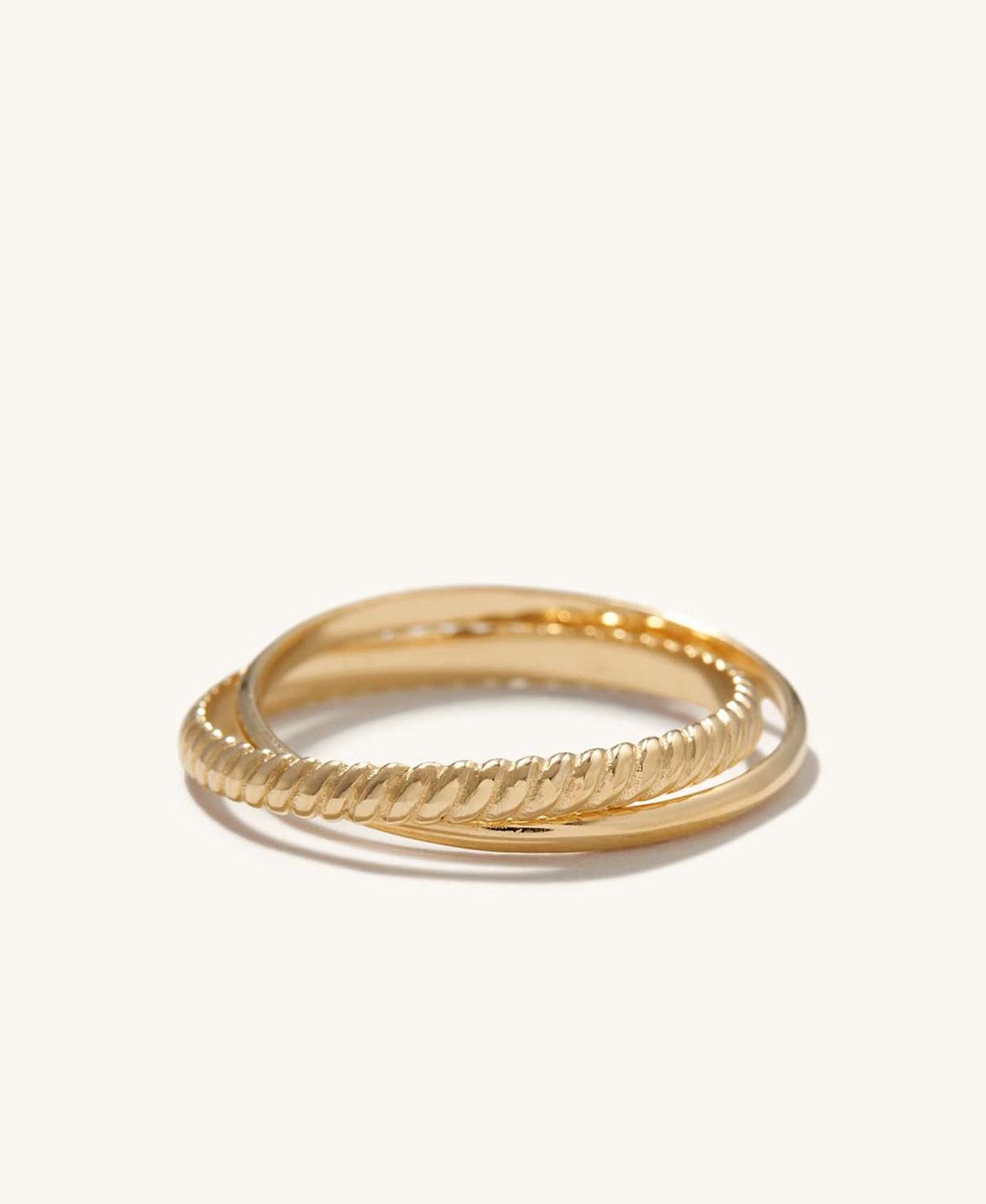 Bague duo entrelacée dorée
